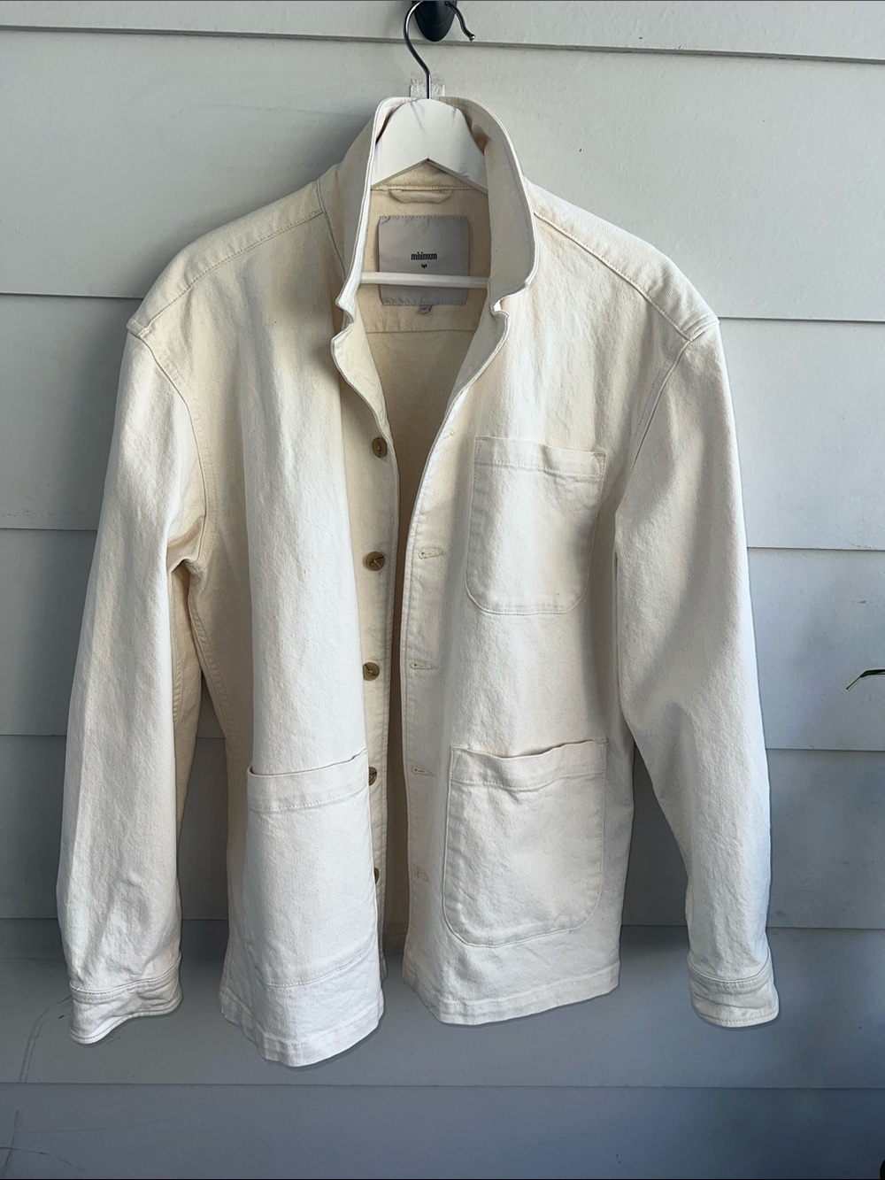 Minimum Cream Button-Front Lightweight Shirt Jacket